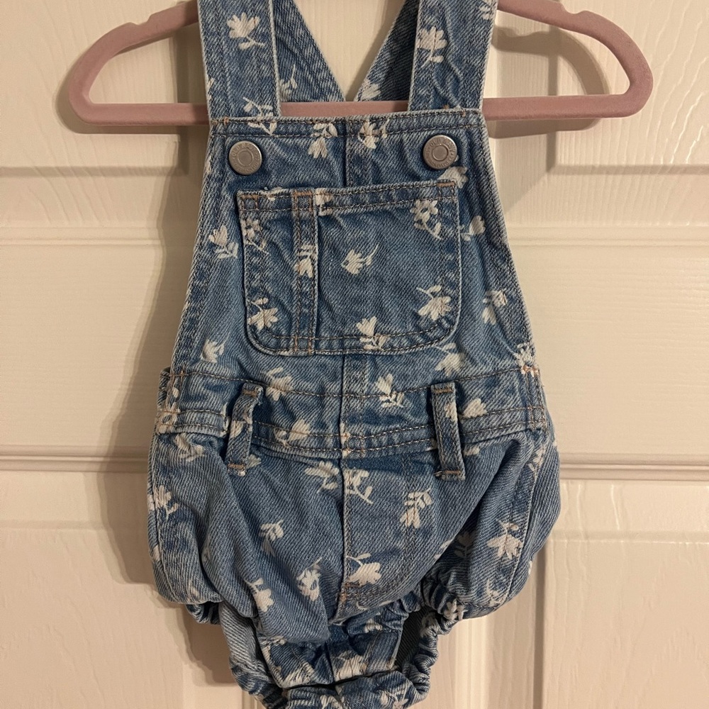 Floral Denim Kids Overalls